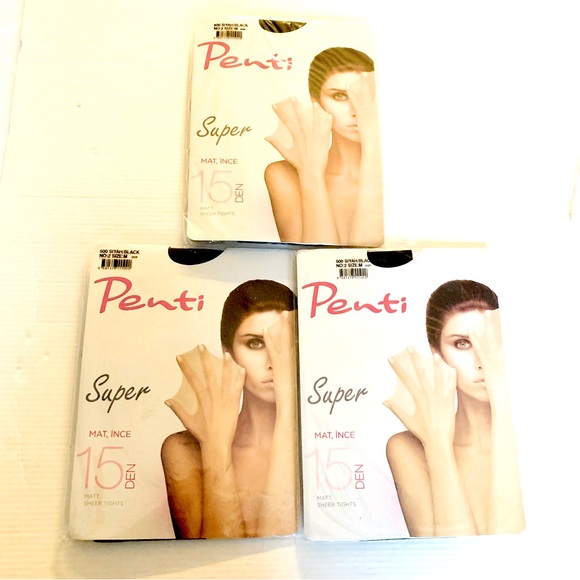 3 New packs 15 Den soft matt finish sheer black panthyhose tights size Medium - Picture 2 of 4